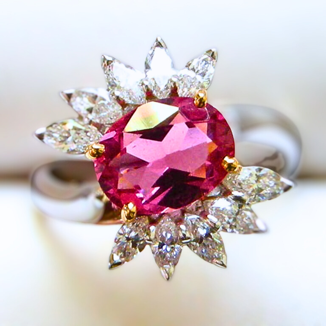 Tourmaline rose et diamant